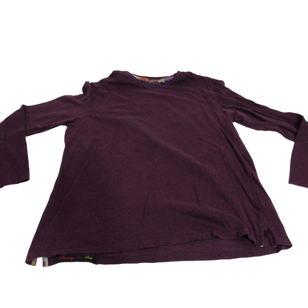 Robert Graham Mens Long Sleeve T-Shirt Purple‎ Heathered Crew Neck Large L